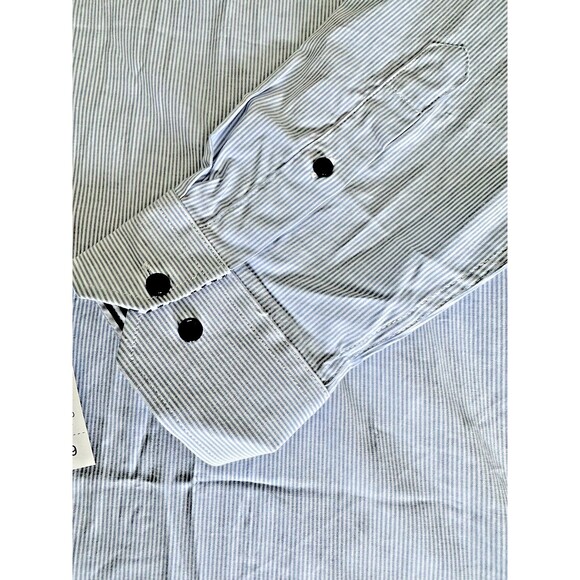 Tayion Collection Men's Slim-Fit Stripe-Placket Dress Shirt Blue M 15-15.5/32-33 - Picture 7 of 9